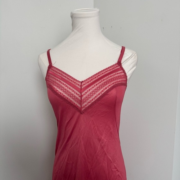 Vintage rose blush Elegant Pink Lace Trim Slip Dress 34 fairy coquette dreamy - Picture 3 of 7